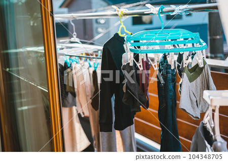 Laundry dried on the veranda Laundry dried on the veranda 104348705