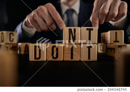 Concept of business and Challenge, vision, opportunity, decision, motivation, choice, doubt. 104348745