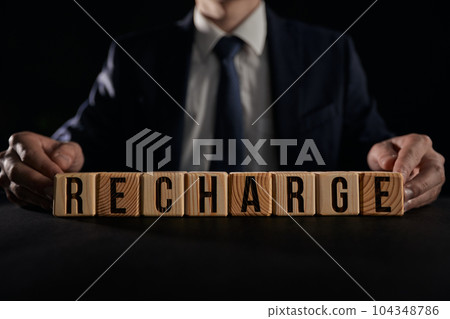 Business recharge or recharge concept on black background 104348786