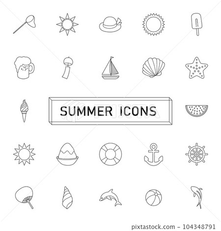 插圖素材：夏天圖標集 104348791