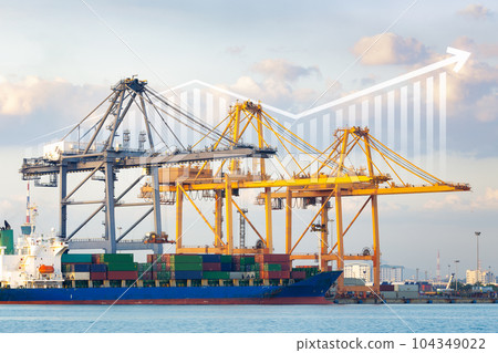 Cargo ship with increase concept. Cargo ship with increase concept. 104349022