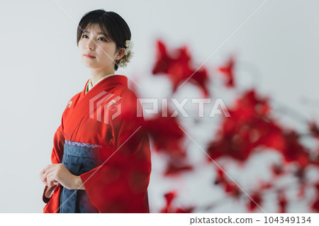 Hakama two shaku sleeve graduation ceremony 104349134