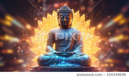 Meditating Buddha Statue, Generative AI AI Image 104349696