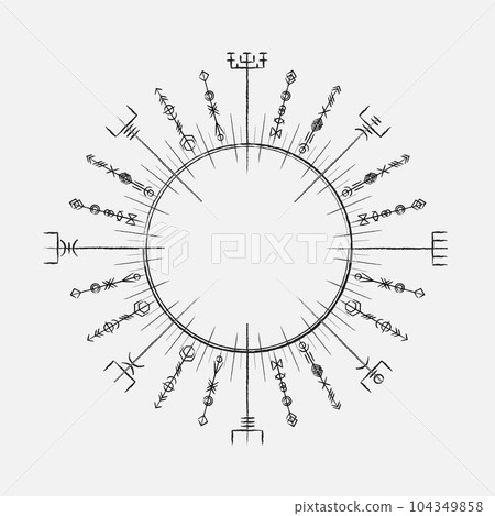 Norse viking Vegvisir symbol circle Norse viking Vegvisir symbol circle 104349858