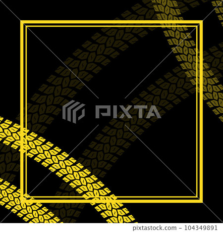 Square frame with yellow tire track path 104349891