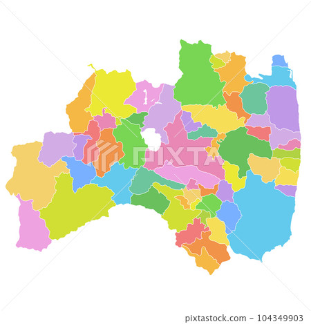 Fukushima prefecture and municipalities map Fukushima prefecture and municipalities map 104349903