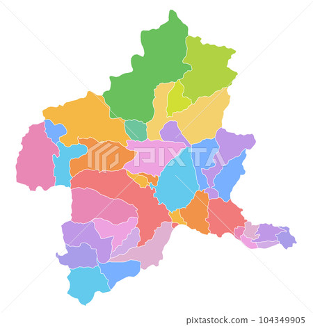 Gunma prefecture and municipalities map 104349905