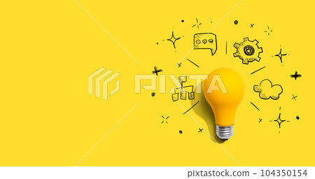 Brainstorming concept with a light bulb 104350154