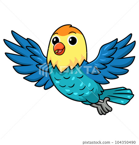 Cute parblue opaline lovebird cartoon flying 104350490