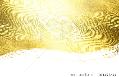 Golden Japanese paper and brush writing background material 104351253