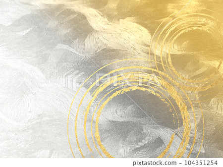 Golden Japanese paper and brush writing background material 104351254