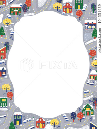 冬季城市景觀（俯視圖）框架/背景材料（垂直方向） 104351489