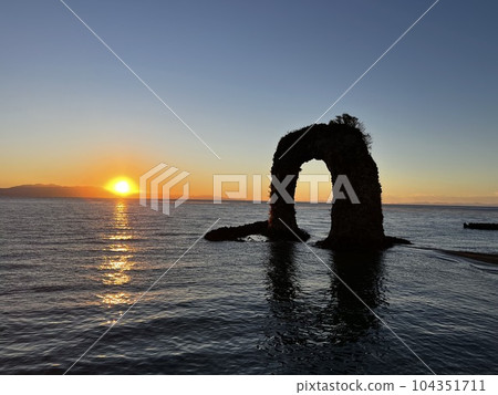 Nabetsuru rock and sunrise Nabetsuru rock and sunrise 104351711
