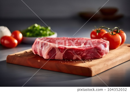 Fresh, raw meat on a cutting board, Stock image