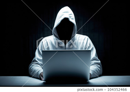 Anonymous Hacker in White Hoodie Embracing Ethical Hacking. created with Generative AI Anonymous Hacker in White Hoodie Embracing Ethical Hacking. created with Generative AI 104352466