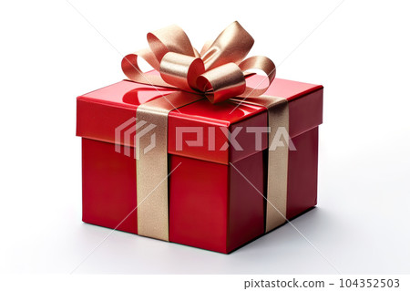 Red Gift Box Unveiling Joy and Surprises on a White Background. created with Generative AI 104352503