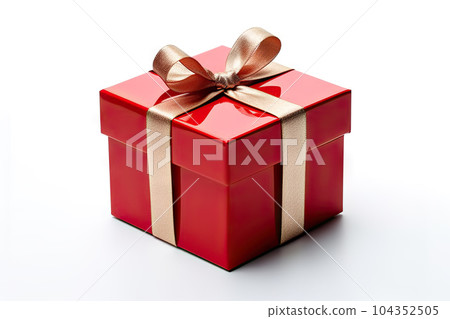 Red Gift Box Unveiling Joy and Surprises on a White Background. created with Generative AI 104352505