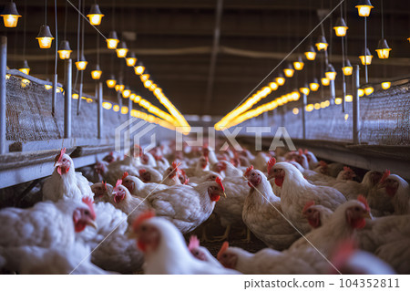 Chicken Farm Rural Agriculture and Poultry Production. created with Generative AI 104352811