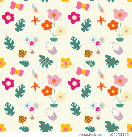 Illustration seamless pattern with flowers, pastel wallpaper 104353135