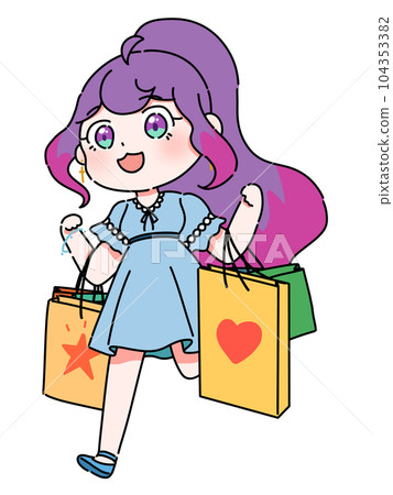 開心逛街的紫髮少女 104353382