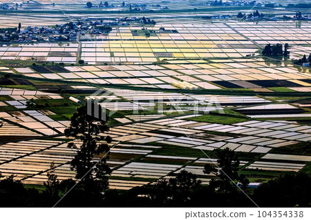 Aizu Basin countryside in early spring overlooking from Futanuma Forest Park (Aizumisato Town, Fukushima Prefecture, late May) Aizu Basin countryside in early spring overlooking from Futanuma Forest Park (Aizumisato Town, Fukushima Prefecture, late May) 104354338