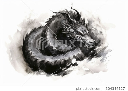 水墨龍插畫《AI生成圖像》 104356127
