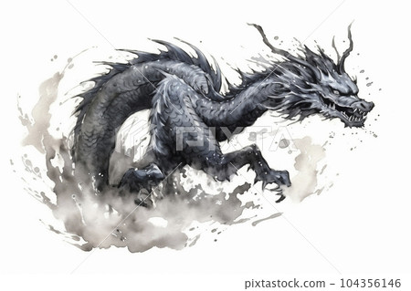 水墨龍插畫《AI生成圖像》 水墨龍插畫《AI生成圖像》 104356146