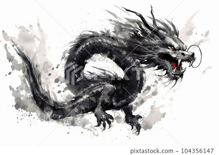水墨龍插畫《AI生成圖像》 104356147