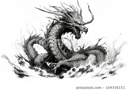 Ink painting dragon illustration "AI generated image" 104356151