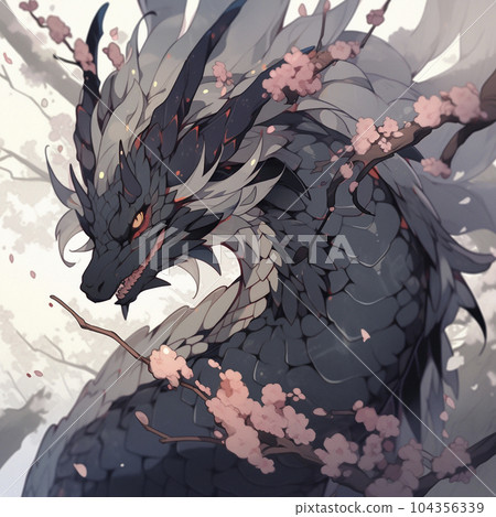 龍和女孩的動漫風格插圖“AI生成圖像” 104356339