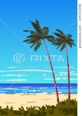 Summer vacation tropical travel vintage poster vector template 104356390