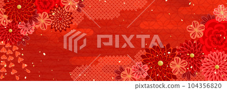 Vector background material with Japanese-style floral patterns like kimono and kanzashi Vector background material with Japanese-style floral patterns like kimono and kanzashi 104356820