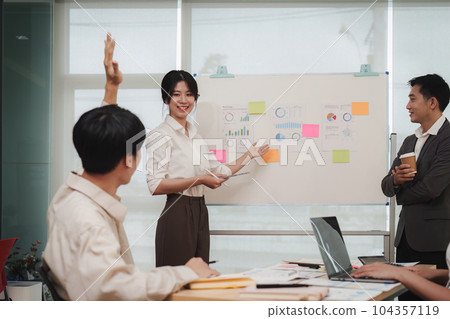 Professional Business people and Leadership and Teamwork and marketing strategy planning in the corporate 104357119