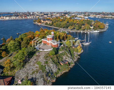 beautiful historical Kastellet citadel on islet Kastellholmen in central Stockholm Sweden 104357145