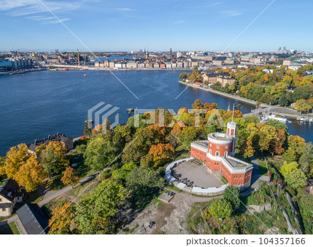 beautiful historical Kastellet citadel on islet Kastellholmen in central Stockholm Sweden 104357166