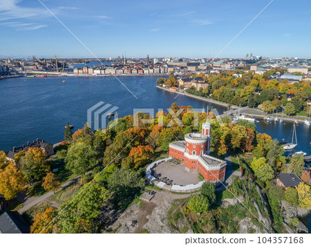 beautiful historical Kastellet citadel on islet Kastellholmen in central Stockholm Sweden 104357168