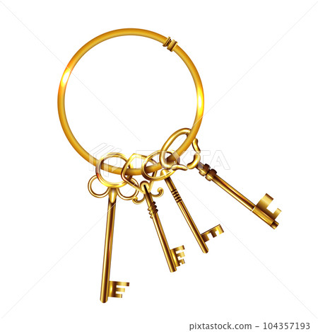 Realistic Vintage Keys Bunch Composition Realistic Vintage Keys Bunch Composition 104357193