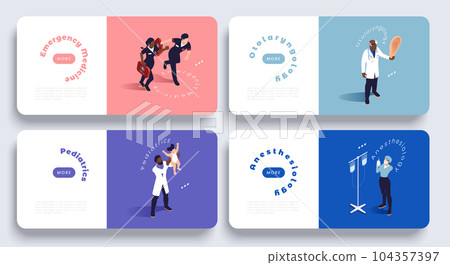 Sections Of Medicine Isometric Banner Set 104357397