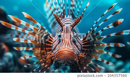 Lionfish in the blue sea 104357560