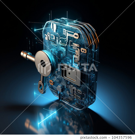 Security lock Generative AI 104357596