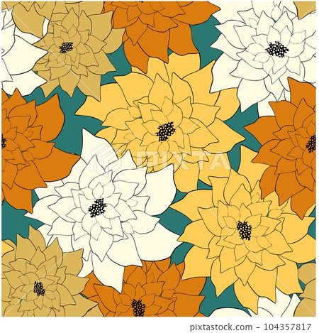 Beautiful paper art seamless pattern with flowers. Summer vector illustration. Spring floral vector Beautiful paper art seamless pattern with flowers. Summer vector illustration. Spring floral vector 104357817