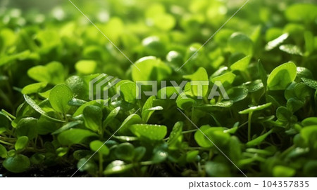 A close up of Watercress on the plantation 104357835