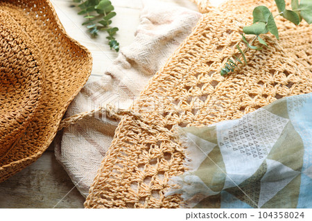 編織袋、草帽、蚊帳面料圍巾夏季郊遊裝 104358024