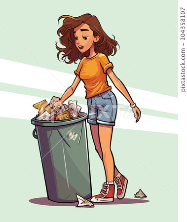 Vector Illustration, Cartoon Girl Character Recycling 104358107