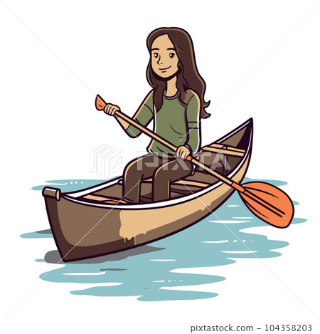 Vector Illustration, A Girl on the Boat Vector Illustration, A Girl on the Boat 104358203