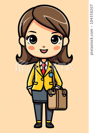 Vector Illustration, Cartoon Career Woman, Isolated 104358207
