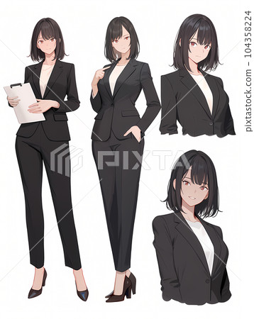 Illustrations of various variations of women in suits (Generative AI) 104358224