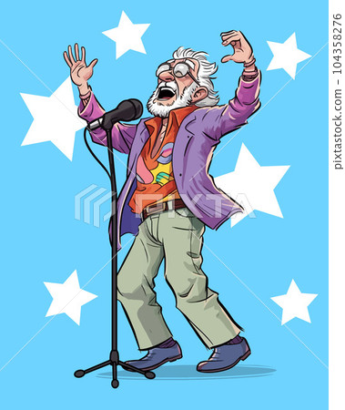 Vector Illustration, Cartoon Old Man Singing, Flat Vector Vector Illustration, Cartoon Old Man Singing, Flat Vector 104358276