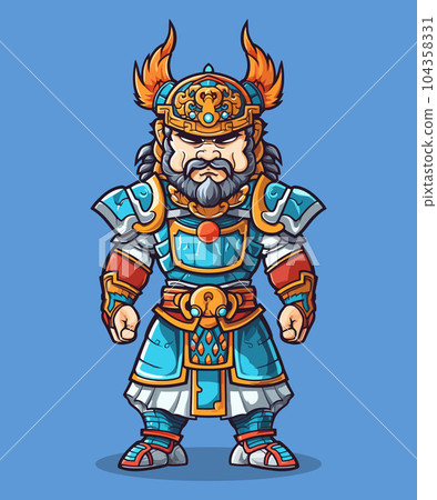 Vector Illustration, Chinese Warrior Character Vector Illustration, Chinese Warrior Character 104358331