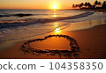 Sandy beach heart mark Generative AI 104358350